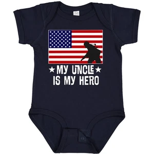 Body de bebé Inktastic Military Uncle Is My Hero bandera de Estados Unidos desplegado despliegue - Imagen 1 de 15