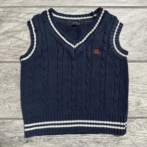 Burberry London Baby Kids Dark Blue Cotton Soft Sweater Vest Red Logo Sz EU 100 - Picture 1 of 6