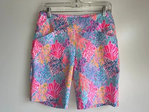 LILLY PULITZER Luxletic Pull-On Reid Golf Shorts Size 6 Splashdance -EUC - Picture 1 of 11