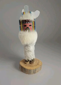 Vintage Kachina Puppe signiert Shalako Charley 10" weiße Federn Fell Handarbeit - Bild 1 von 11