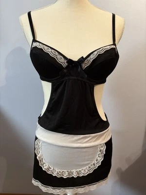 Lencería para mujer French Maid sin marca.  Blanco y negro. Mediano. Acolchado Usado en Excelente Condición Foto 1 de 4