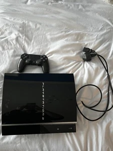 Sony PlayStation 3 Fat Konsole Schwarz 80gb CECHK03 Controller und Netzkabel - Bild 1 von 11