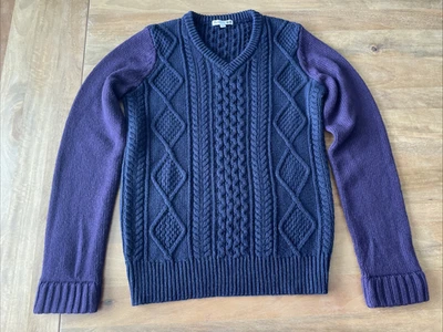 JW Anderson X Uniqlo Cable Knit Sweater Women Medium Wool Blend V Neck Fisherman - Image 1 of 4