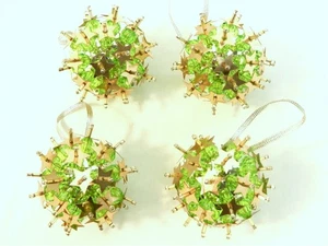 4 spille oro paillettes e perline verde lime ornamenti stella cosmica anni 70 2,25" T332 - Foto 1 di 4