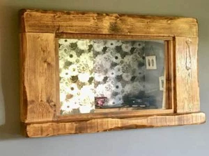 Large distressed mirror mantle mantel wall fireplace rustic reclaimed wood shelf - Picture 1 of 9