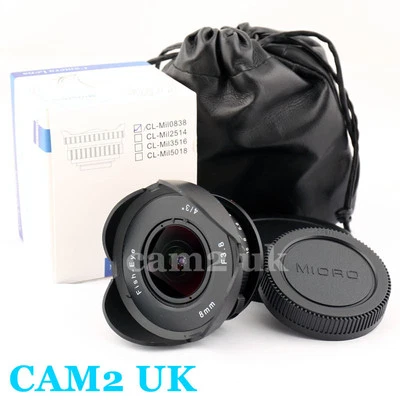 8mm f/3.8 CCTV MFT mount Fisheye lens for 4/3" camera Micro M4/3 Panasonic OM-D - Image 1 of 3