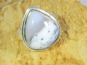 Natural Dendrite Opal Gemstone 925 Solid Sterling Silver Ring Size US-8.5 - Picture 1 of 10