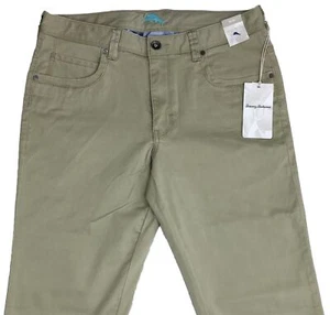 Pantalones de bolsillo para hombre Tommy Bahama Boracay 5 32x34 caqui frente plano recto $129 - Imagen 1 de 7