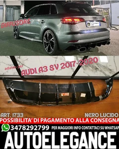 ⭐DIFFUSORE ADATTO PER AUDI A3 8V 2017-2020 STANDARD 2SX NERO LUCIDO⭐ - Foto 1 di 24