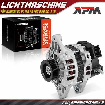 Alternator Generator 70A for Hyundai i10 PA i20 PB PBT iX20 JC 1.1 1.2 Petrol - Image 1 of 4