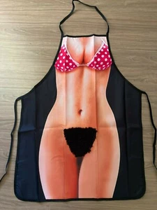 Sexy Naked Pubic Hair Muff Nude Kitchen Chef BBQ Apron Fun Party Novelty Costume - Picture 1 of 2