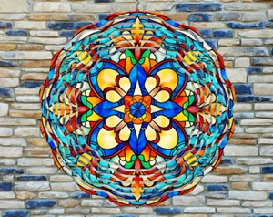 10" Colorful Flowers Stained Glass Wind Spinner Yard 3D Decor Aluminum rws-186 - Picture 1 of 2