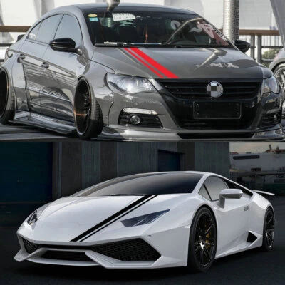 Calcomanía de capó de carreras a rayas para BMW Lamborghini Gallardo Huracán Foto 1 de 4