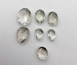 Natural Green Amethyst Oval Pear Briolette Cut Stone 7 Pcs 8*12-13*18 MM 37 CT - Picture 1 of 4