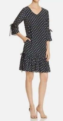 Lafayette 148 New York Anagrace Silk Dress size Small bell sleeve geo print - Image 1 of 4