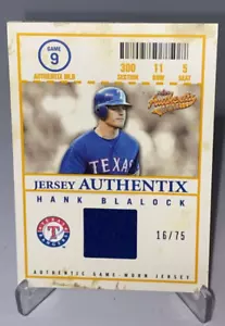 2005 Fleer Authentix Jersey Authentix Blue /75 Hank Blalock #JA-HB - Picture 1 of 4