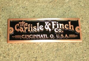 Carlisle & Finch name tag, Antique Hit Miss Gas Steam Engine Generator Toy Motor