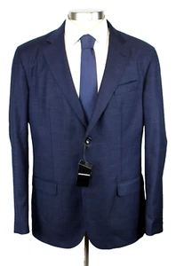 EMPORIO ARMANI Sport Coat Mens 44 L Navy Blue Check Slim Fit Blazer City Line - Picture 1 of 10