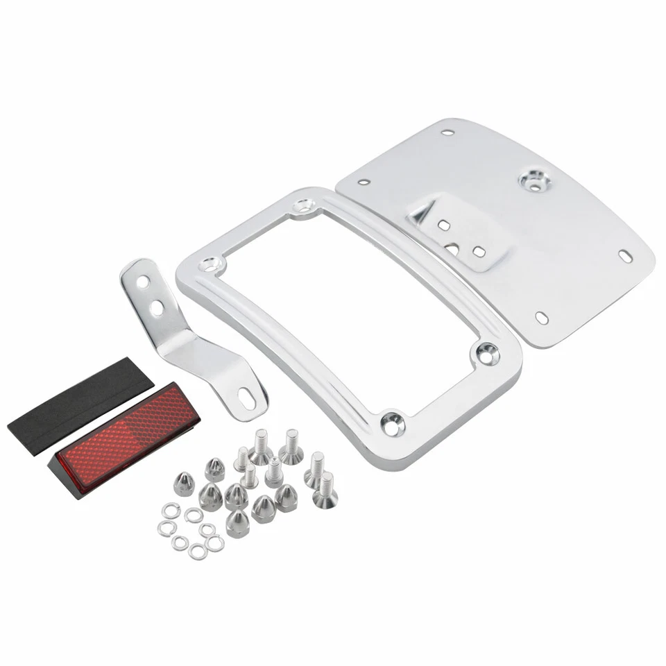 Chrome Laydown License Plate Frame Mount Bracket Fit For Harley Softail - Image 1 of 4
