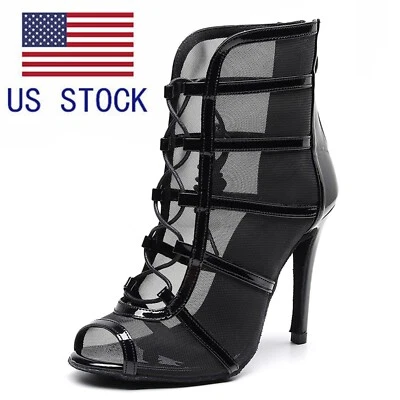 ENVÍO A EE. UU. Mujeres Zapatos de Baile Latino de Salón 8.5 cm Tacón Tango Salsa Zapatos Foto 1 de 4