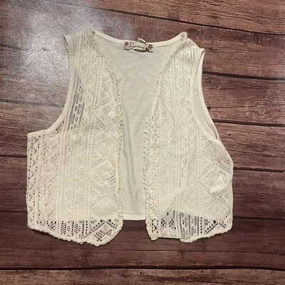 Girl’s Speechless Ivory Cream Vest Cardigan Medium Boho - Image 1 of 4