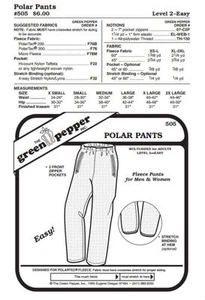 Pantalones polares para adultos #505 patrón de costura (solo patrón) gp505 - Imagen 1 de 1
