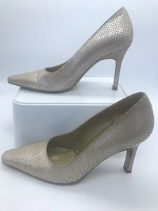 Charles Jourdan Shoes 7.5 Paris Court snakeskin nude Pearl Occasions Heels - Picture 1 of 17