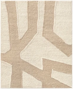 Alfombra de lana bereber marroquí color marfil/latte hecha a mano alfombra de diseño de lujo - Imagen 1 de 3
