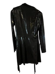 ASTR The Label Kleid Damen Medium Schwarz Wickel Bindeband Taille Langarm Mini Lack - Bild 1 von 11