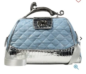 Sharif Legacy Painted Denim Cougar Handle Satchel - Light Denim NWT - Picture 1 of 5