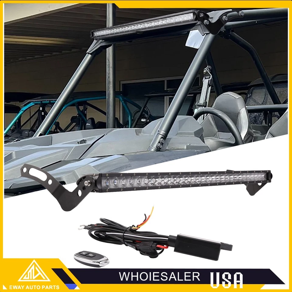 Roof 30" LED Light Bar Mount Brackets Wire Kit For Polaris RZR 1000 900 800 UTV - Image 1 of 4
