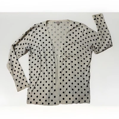 Cárdigan suéter manga larga Merona para mujer talla XXL blanco con lunares negros Foto 1 de 4