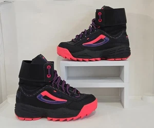 FILA Disruptor Ballistic Black Pink Sneaker Boots Tall Women’s Shoe Size 6.5 - Picture 1 of 12