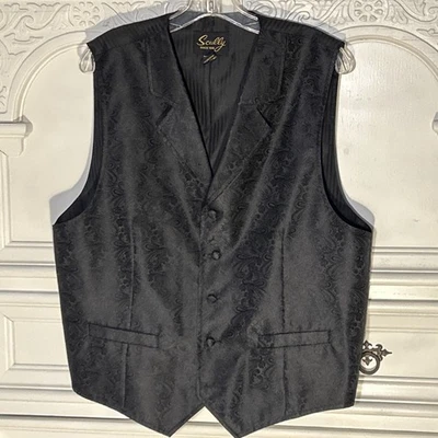 Chaleco Vaquero Scully Rangewear Para Hombres Negro Poliéster Cachemira Viejo Oeste Talla L Foto 1 de 4