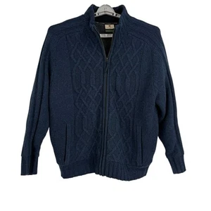 Carraig Donn Pure New Wool Cardigan Sweater Zip Jacket Men Size XL Blue Lined - Picture 1 of 10
