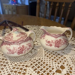 Vintage Crown Ducal "BRISTOL" rosa Nr 762055 Zuckerdose und Milchkännchen - Bild 1 von 7