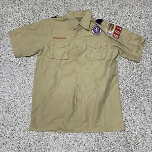 Boy Scouts of America BSA Men's Adult Shirt Small Tan Poly Cotton Blend - Picture 1 of 6