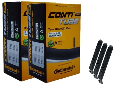 MOTAGO 2x Conti Fahrradschlauch 28 Zoll Autoventil 47-622/62-622 Tour Wide +Reifenheber