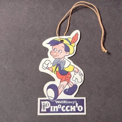 Rare Vtg 1940's WD Pinocchio Hang Tag Movie Promo Giveaway at Theaters EUC PA Foto 1 de 4