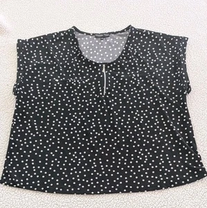 Vintage Rose Black W/White Polka Dots Women's Top Size 3X - Picture 1 of 7