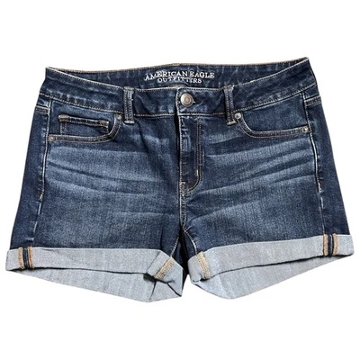 American Eagle Outfitters Womens Dark Wash Denim Shorts 360 Super Stretch Sz 10 - Image 1 of 4
