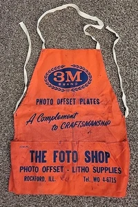 Vintage Photo Shop Advertising Apron The Foto Shop Rockford IL 3M Offset Plates - Picture 1 of 2