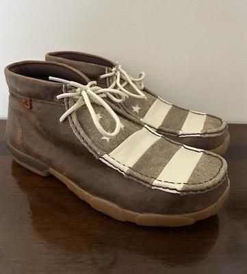 Zapatos de cuero mocasín de conducción Twisted X estrellas y rayas para hombre talla 9,5 Foto 1 de 4