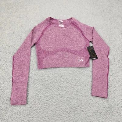 TLF React Seamless Crop Top Womens Large Berry Heather Long Sleeve Athletic Gym - Image 1 of 4