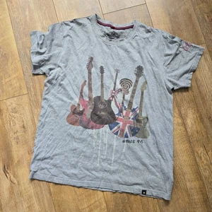 2i Joe Browns Large T-shirt Grey Tee Guitar Music Uk Union Jack UK Flag Graphic - Picture 1 of 9