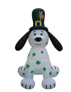 8' Inflatable LED St. Patrick's Day Puppy w/ Shamrock Spots Yard Decoration - Picture 1 of 1
