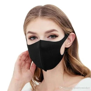 SCHWARZE waschbare Gesichtsmaske wiederverwendbar SCHWARZ Gesichtsbedeckung für den öffentlichen Raum UK - Bild 1 von 13
