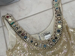 CHLOE COUTURE RIESIGES BUNTES EDELSTEIN & PAILLETTEN CLUB PARTY TUNIKA TOP/MICRO KLEID - Bild 1 von 12
