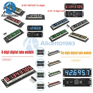 0,36 / 0,56 Zoll 6 / 8 Ziffern 7-Segment LED Anzeigemodul TM1637 74HC595 - Bild 1 von 76