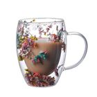 With Dry Flower Fillings Double Wall Glass Cup Sea Snail Conchs Coffee Tea Cup